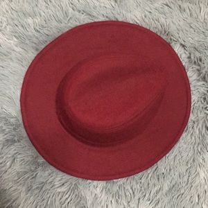 Burgundy wide brim fedora
